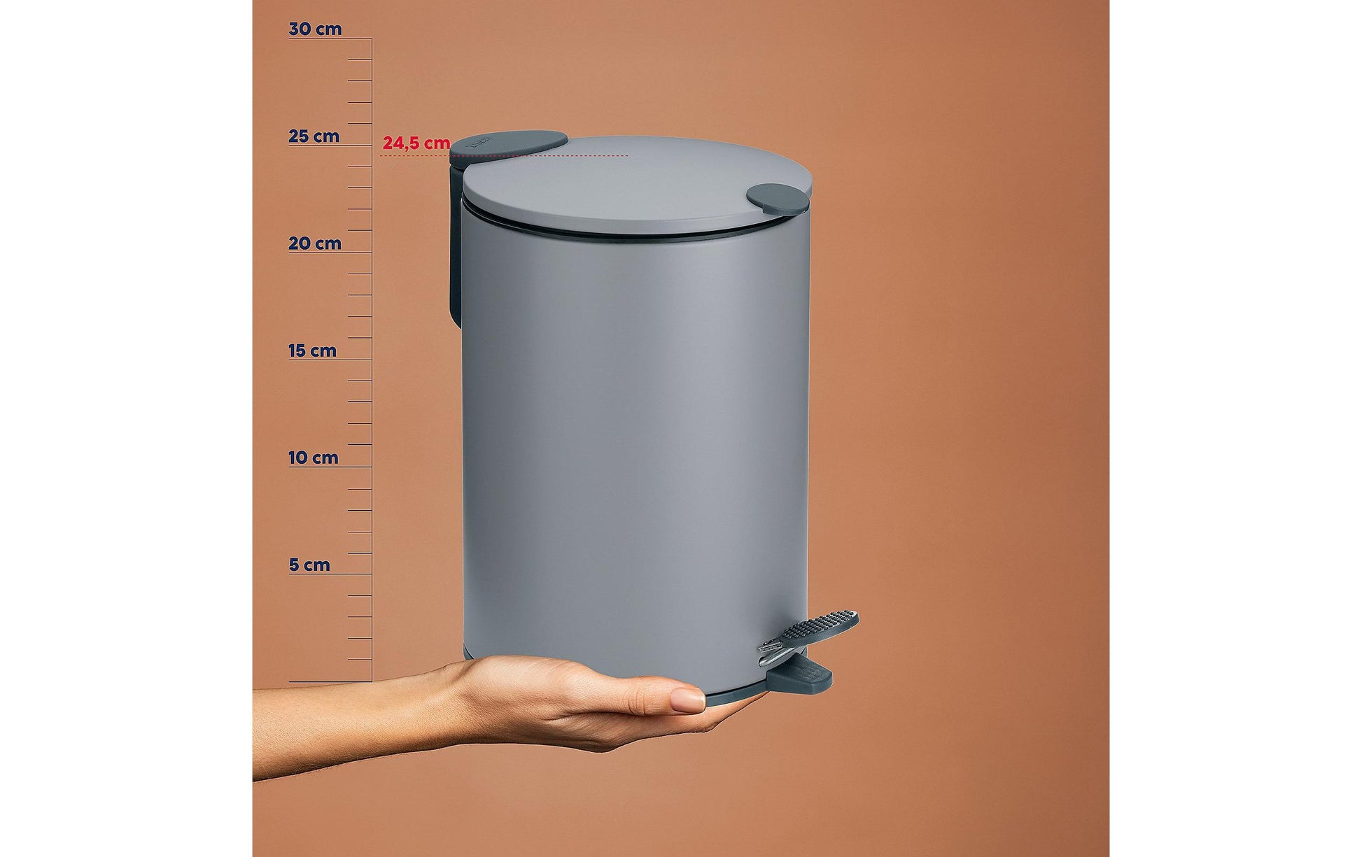 Kela Kosmetikeimer Mats – 3 l – Metall, rund – hellgrau