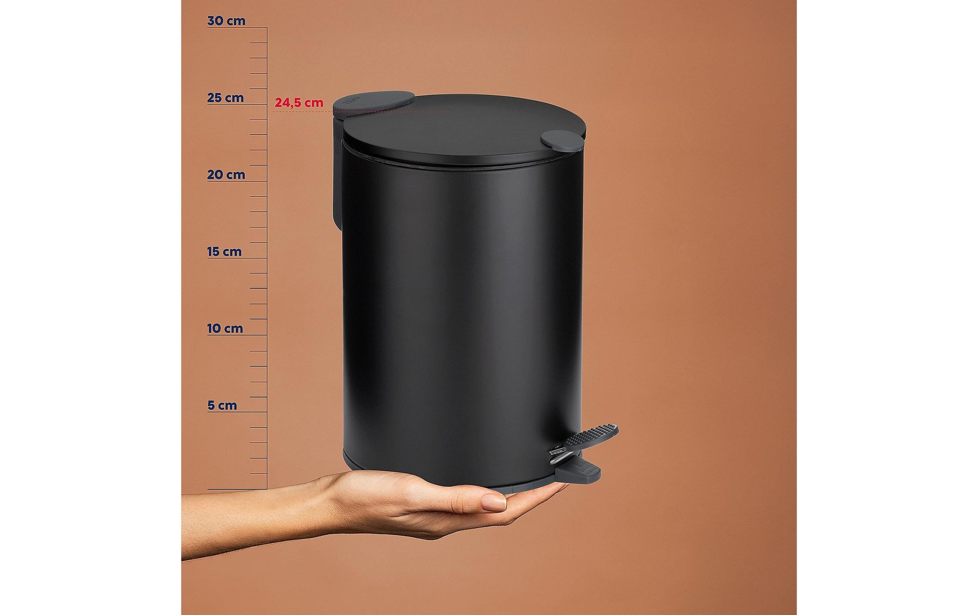Kela Kosmetikeimer Mats – 3 l – Metall, rund – schwarz