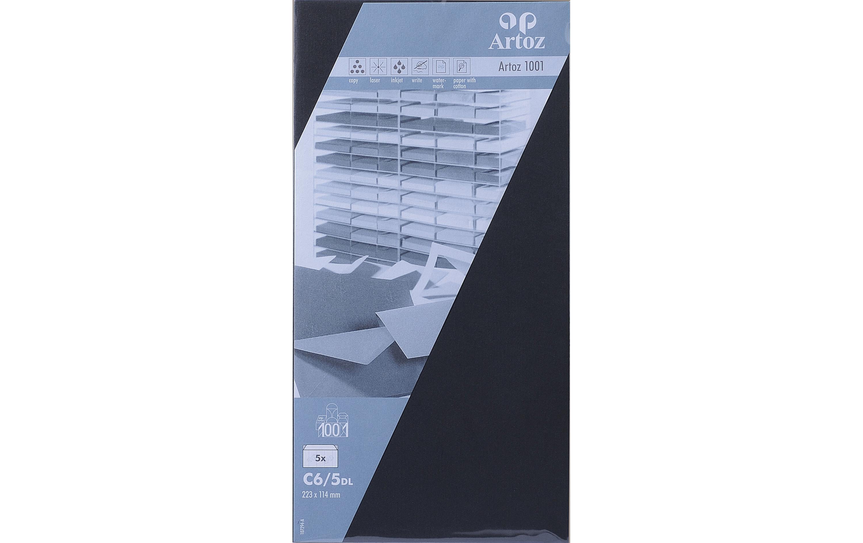 Artoz Couvert C6/5 – ohne Fenster, Papier, schwarz, 100 g/m², FSC-zertifiziert, 5 Stk.