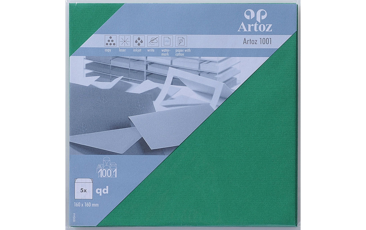 Artoz Couvert 160×160 mm – ohne Fenster, grün, 100 g/m², FSC, 5 Stk.