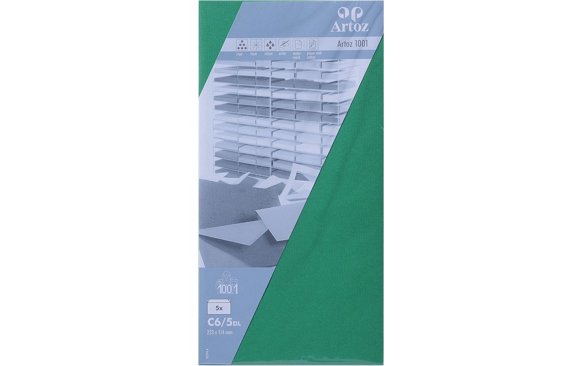 Artoz Couvert C6/5 – ohne Fenster, Tannengrün, 100 g/m², FSC-zertifiziert, 5 Stk.