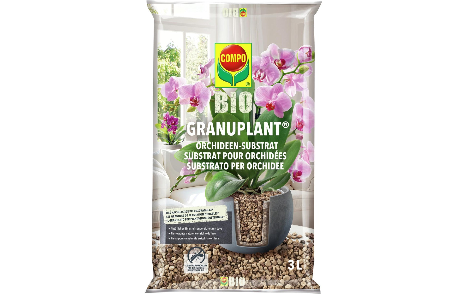 Gesal Granulat – für Zimmerpflanzen, 3 l, Bimsstein/Lavagranulat 8–16 mm, bio
