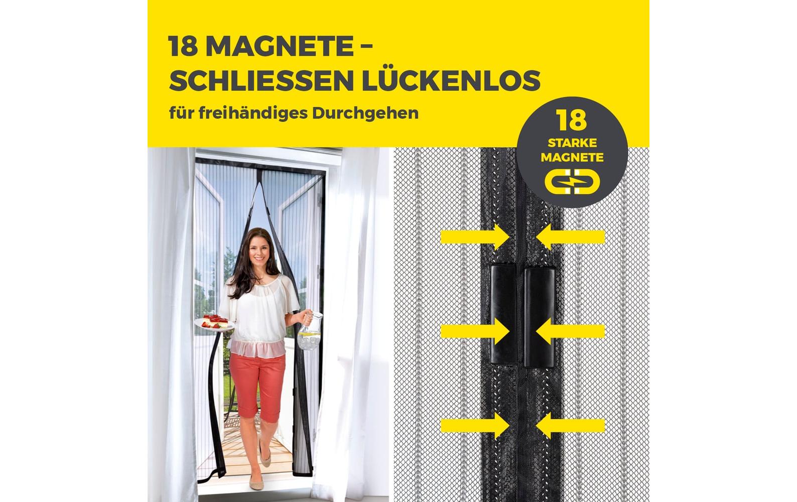EASYmaxx Magic Klick Insektenschutznetz – 100 × 210 cm – schwarz – für Insekten