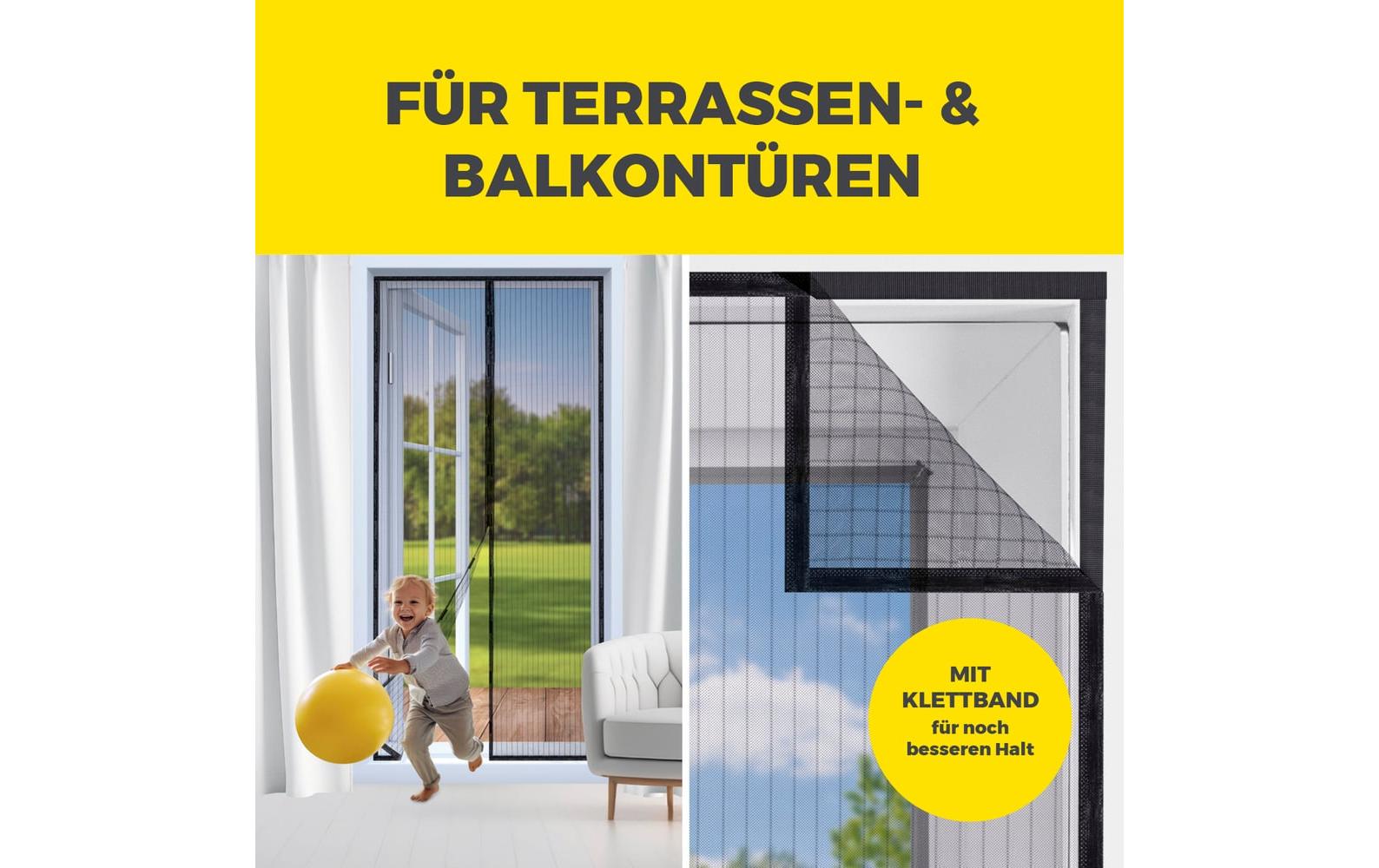 EASYmaxx Magic Klick Insektenschutznetz – 100 × 210 cm – schwarz – für Insekten