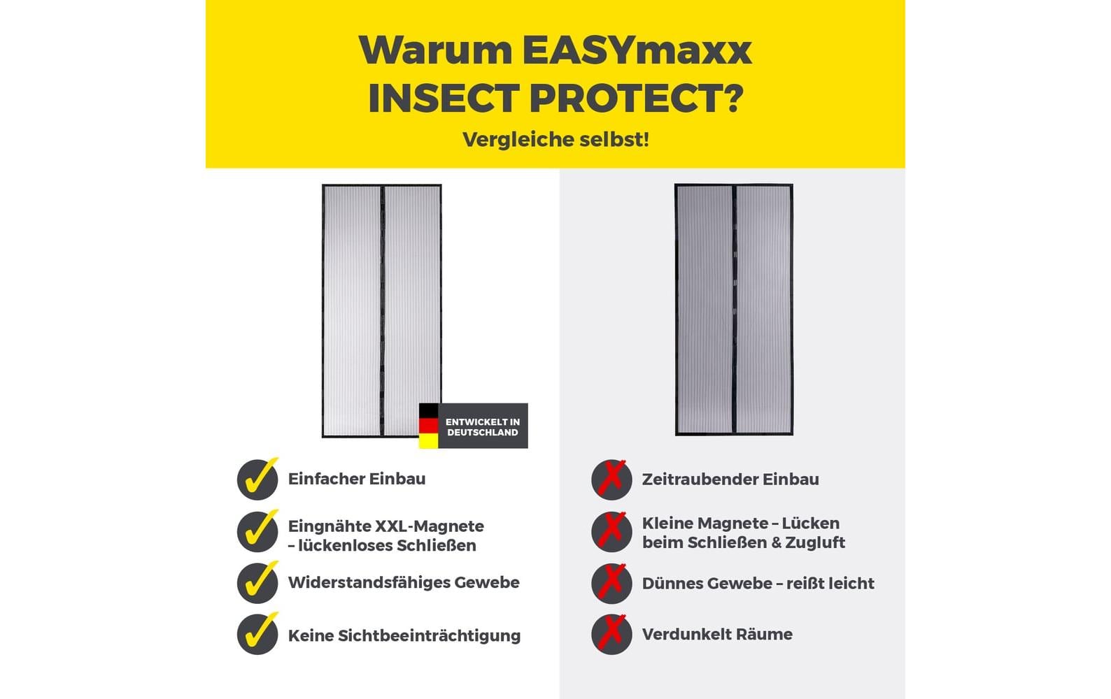 EASYmaxx Magic Klick Insektenschutznetz – 100 × 210 cm – schwarz – für Insekten