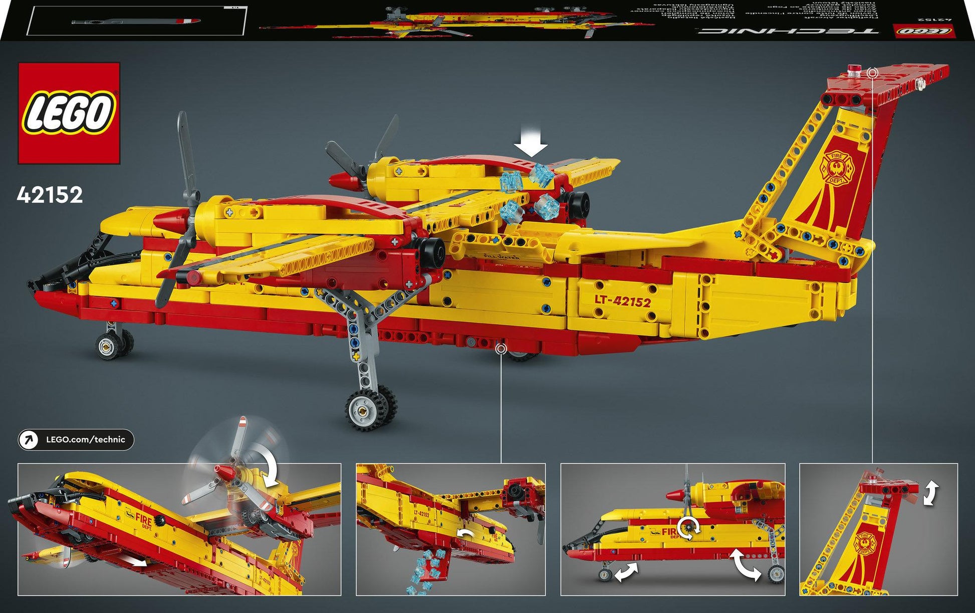LEGO Technic 42152 Feuerwehrflugzeug – 1134 Teile – 28,2 × 9,1 × 48 cm – ab 10 Jahren