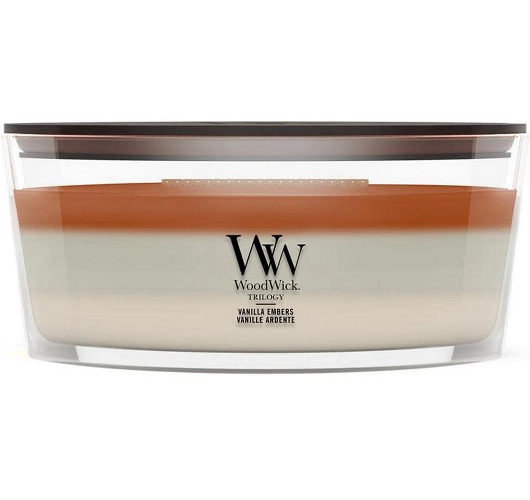 WoodWick Duftkerze – Vanille, rauchig & Patchouli – Ø 19 × 9 cm