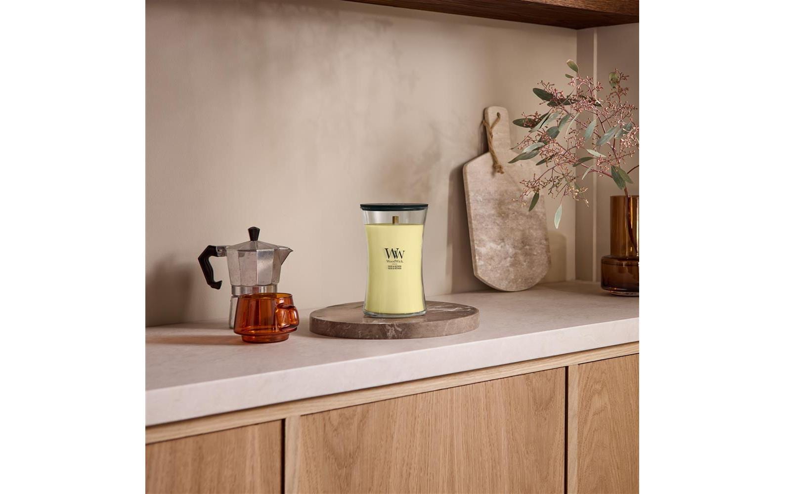 WoodWick Duftkerze – Yuzu & Vetiver – Ø 10 × 11 cm – Glas & Sojawachs
