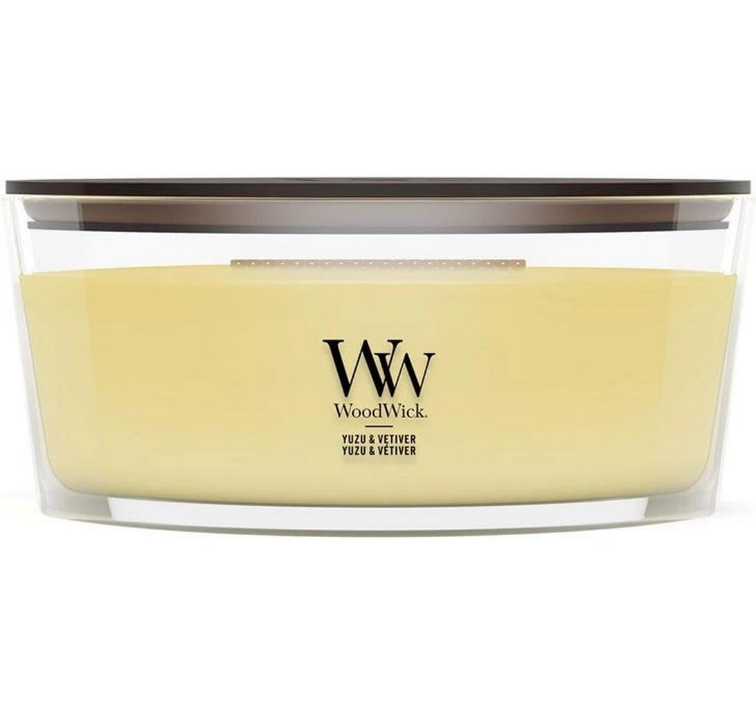 WoodWick Duftkerze – Yuzu & Vetiver – Ø 12 × 9 cm