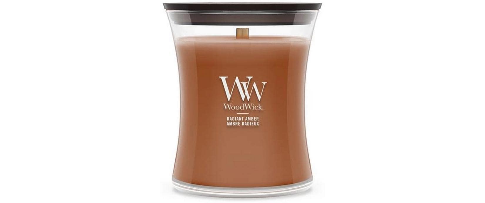 WoodWick Duftkerze – Amber, harzig, Moschus, Vanille, Weihrauch – Ø 10 × 11 cm