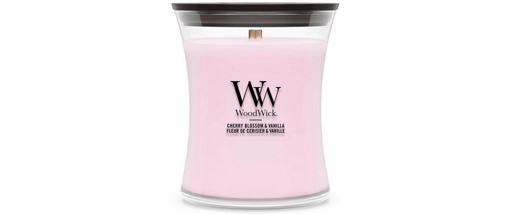 WoodWick Duftkerze – Kirschblüten & Vanille – Ø 10 × 11 cm