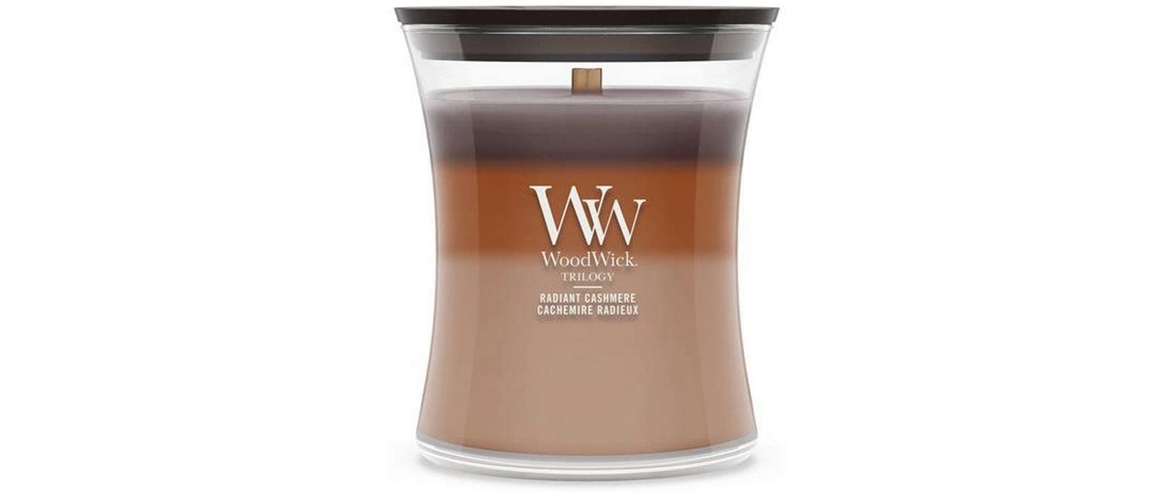 WoodWick Duftkerze – Amber, Iris & Kaschmir – Ø 10 × 11 cm
