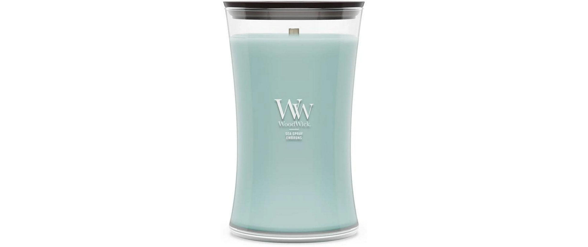WoodWick Duftkerze – Sea Spray (Amber, Jasmin, Meersalz, Zedernholz) – Ø 10,2 × 17,8 cm