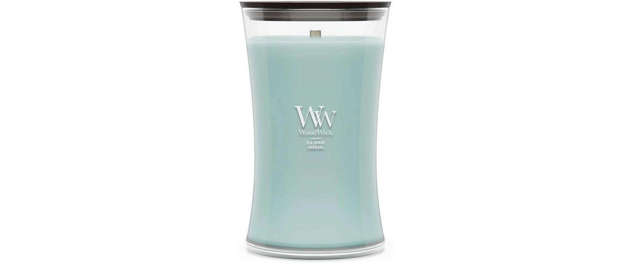WoodWick Duftkerze – Sea Spray (Amber, Jasmin, Meersalz, Zedernholz) – Ø 10,2 × 17,8 cm