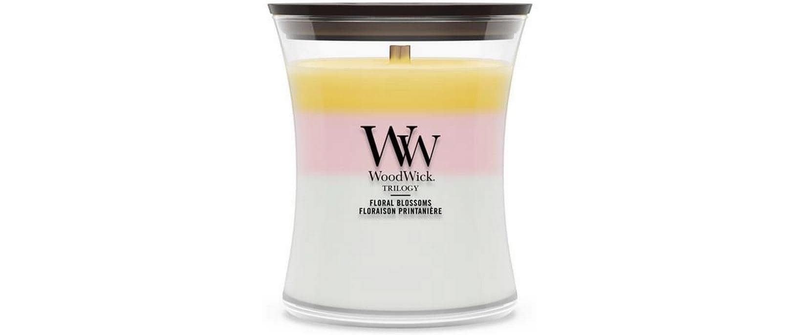 WoodWick Duftkerze – Jasmin, Orchideen, Rose & weisser Tee – Ø 10 × 11 cm