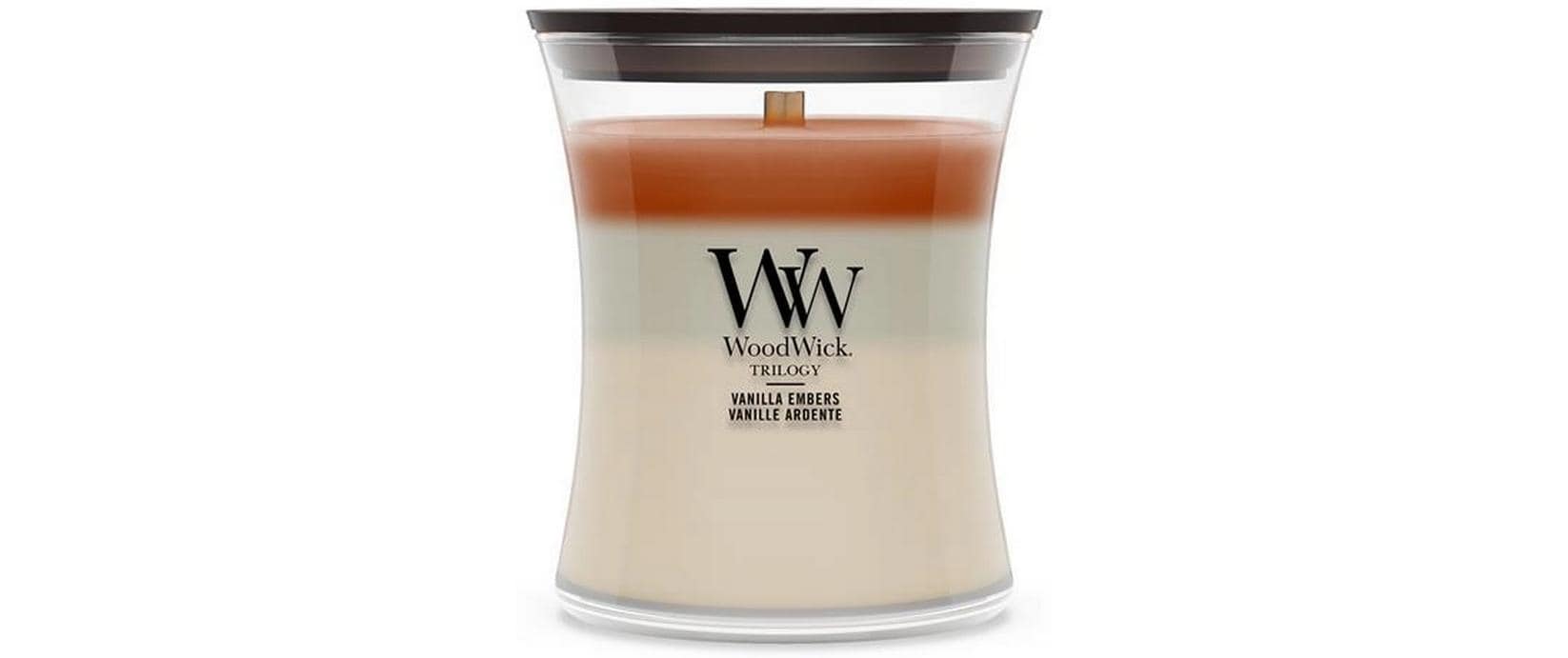 WoodWick Duftkerze – Patchouli, rauchig, Safran & Vanille – Ø 10 × 11 cm