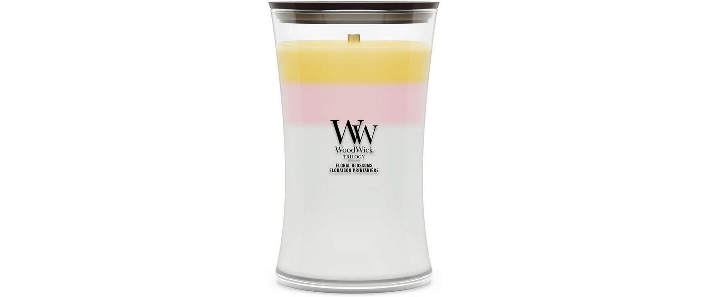 WoodWick Duftkerze – Jasmin, Orchideen, Rose, Weisser Tee – Ø 10 × 18 cm