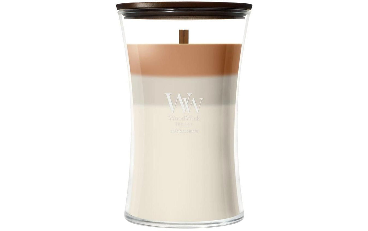 WoodWick Duftkerze – Honig, Mandel, Milch, Tonkabohne – Ø 10 × 18 cm