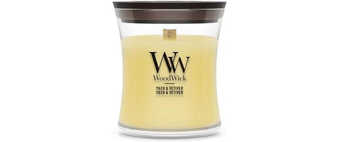 WoodWick Duftkerze – Yuzu & Vetiver – Ø 7 × 8 cm
