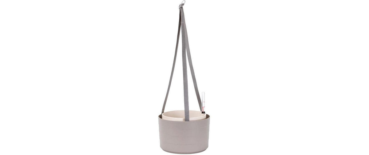 Plastia Berberis Selbstbewässernde Hängeampel – Automatische Bewässerung, Ø 26 × 17,8 cm – Kunststoff, taupe