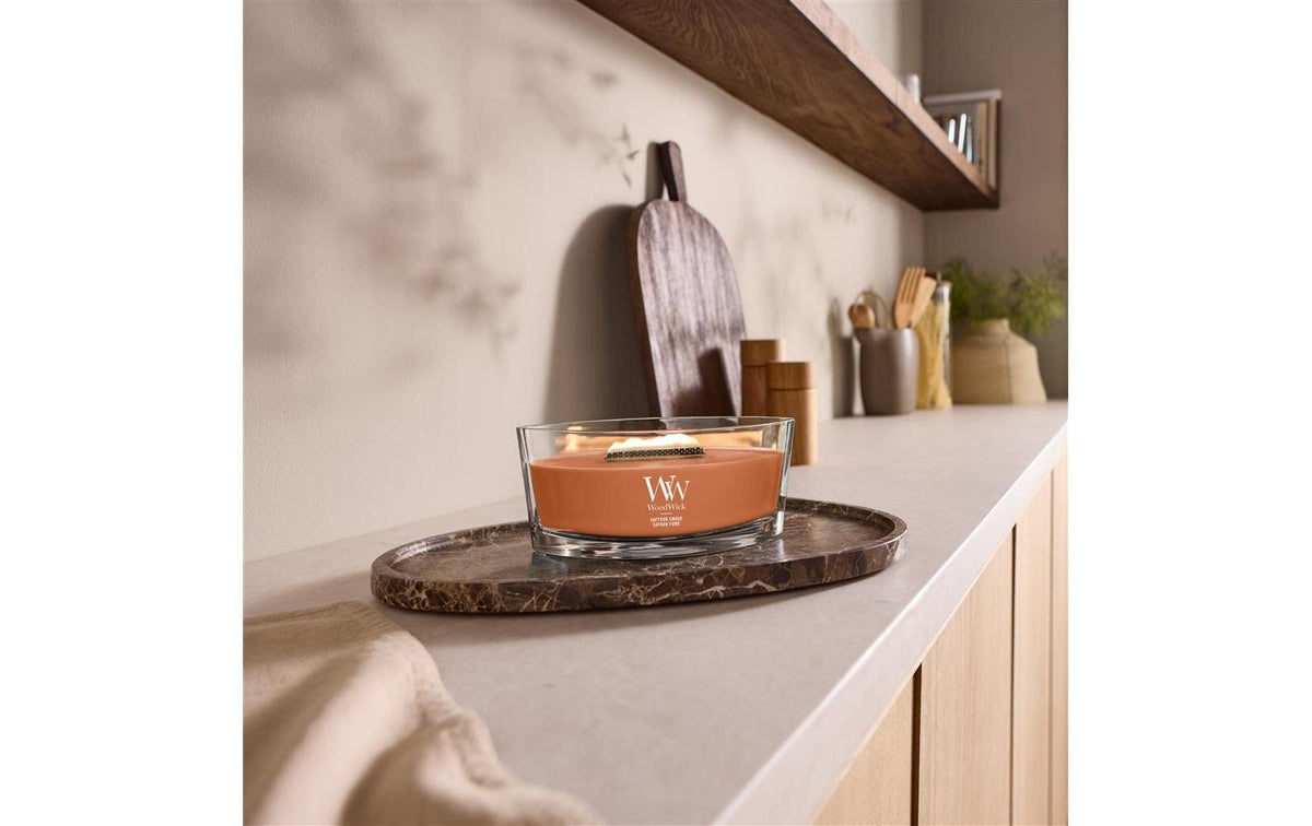 WoodWick Duftkerze – Saffron Smoke – Ø 12 × 9 cm