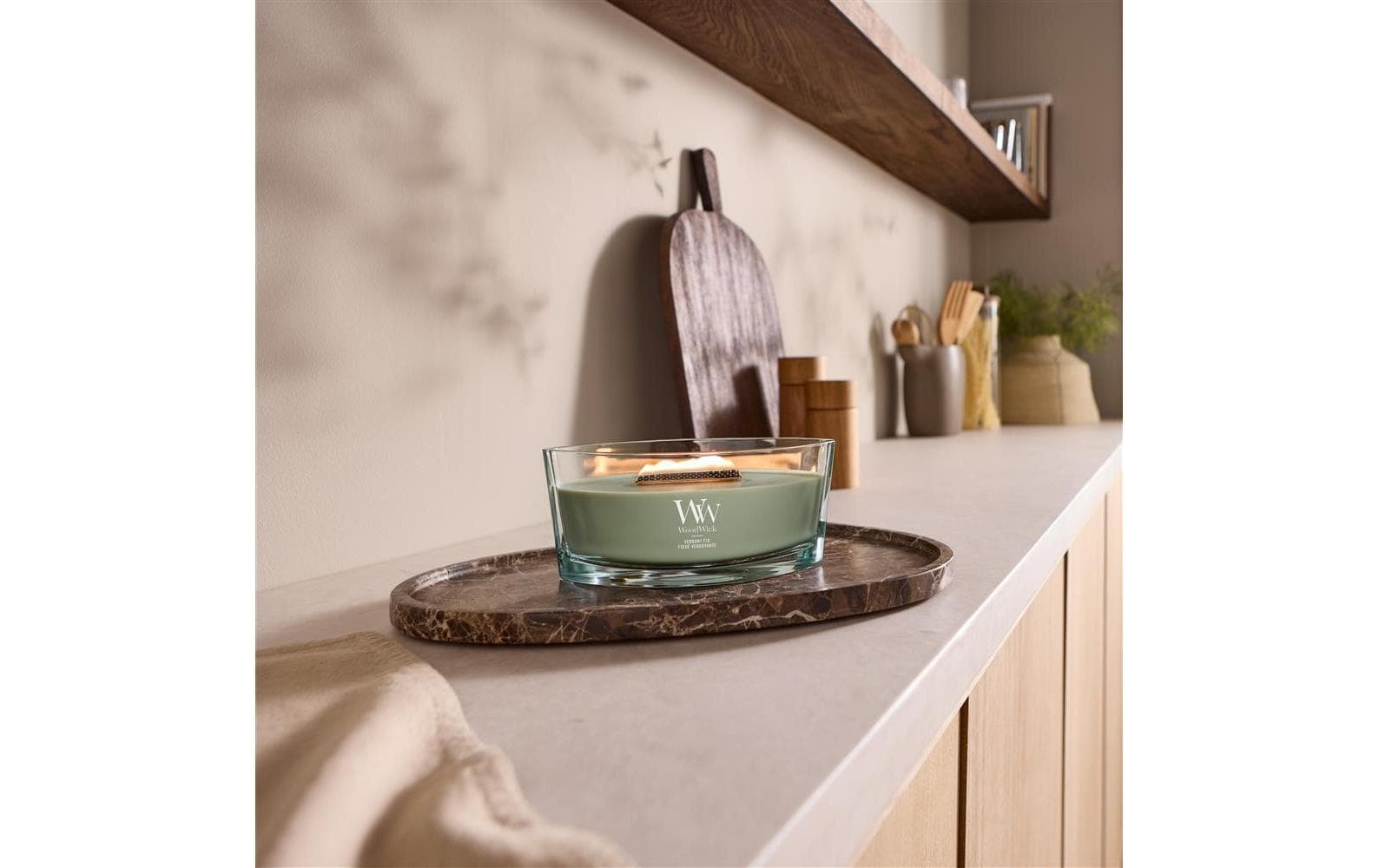 WoodWick Duftkerze – Verdant Fig – Ø 12 × 9 cm