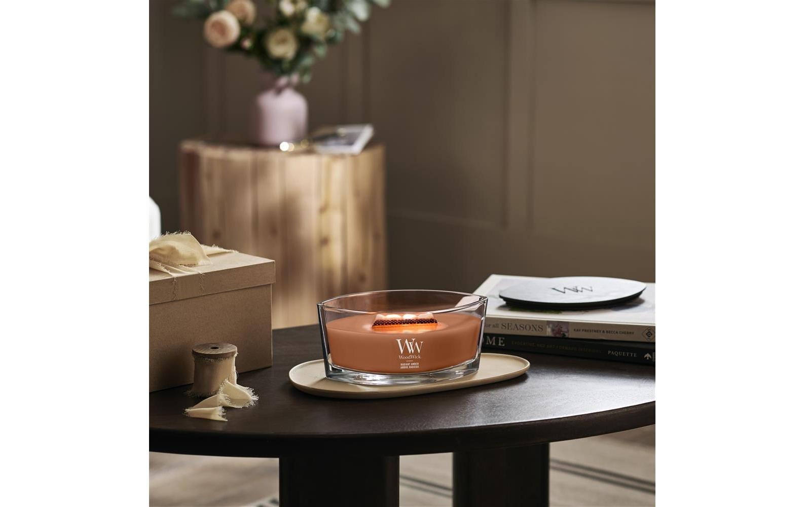 WoodWick Duftkerze – Radiant Amber – Ø 12 × 9 cm