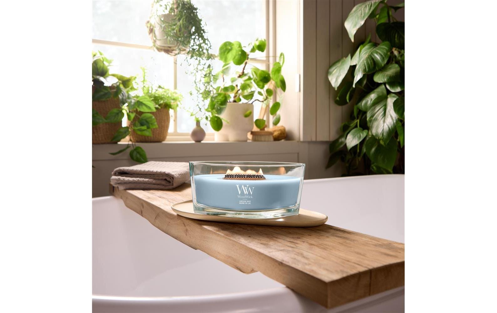 WoodWick Duftkerze – Lakeside Mist – Ø 12 × 9 cm – 450 g