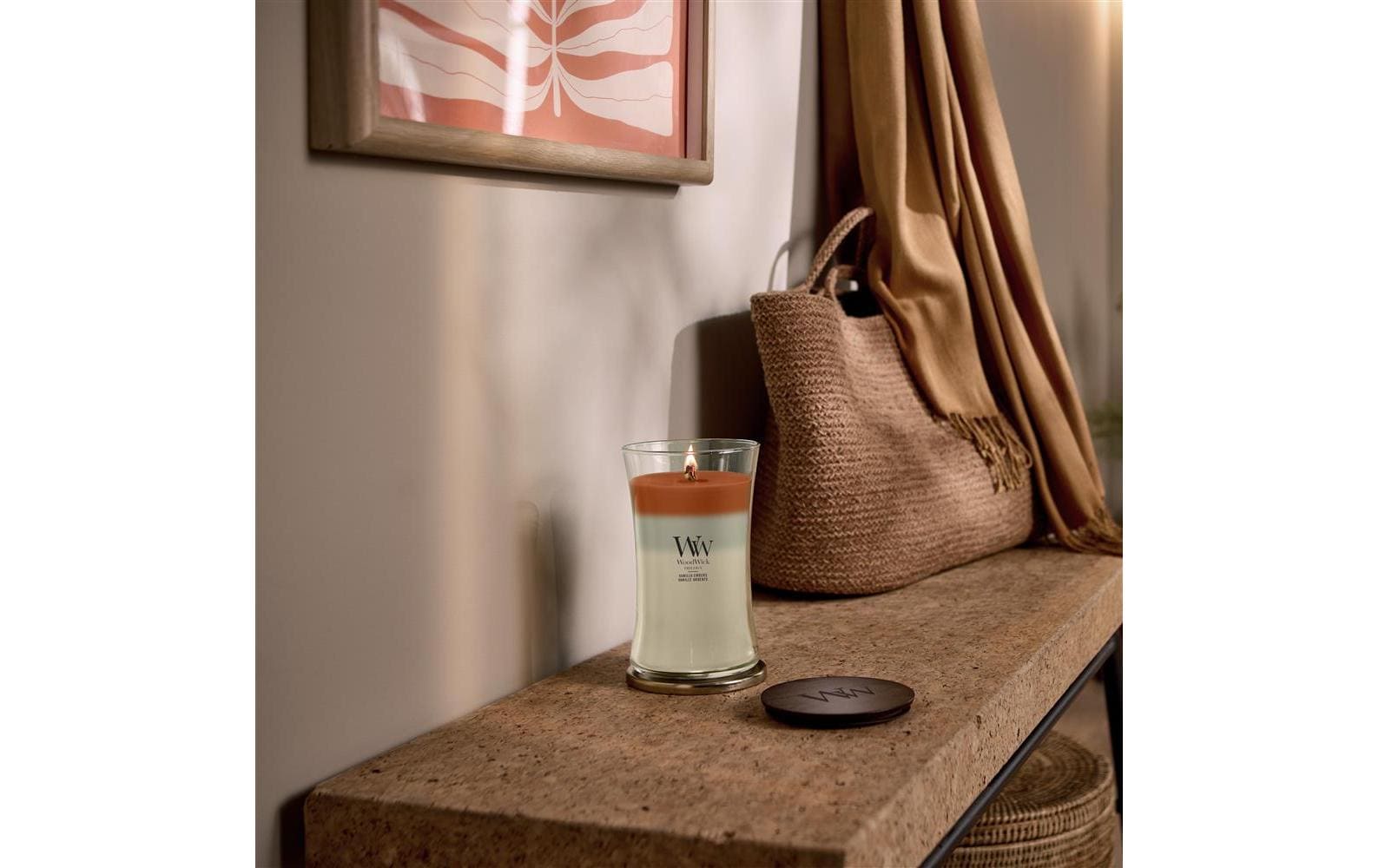 WoodWick Duftkerze – Patchouli, rauchig, Safran & Vanille – Ø 10 × 11 cm