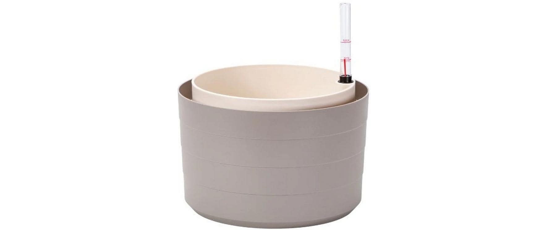 Plastia Pflanzkübel – für Ø 30 × 19,8 cm – Kunststoff, taupe
