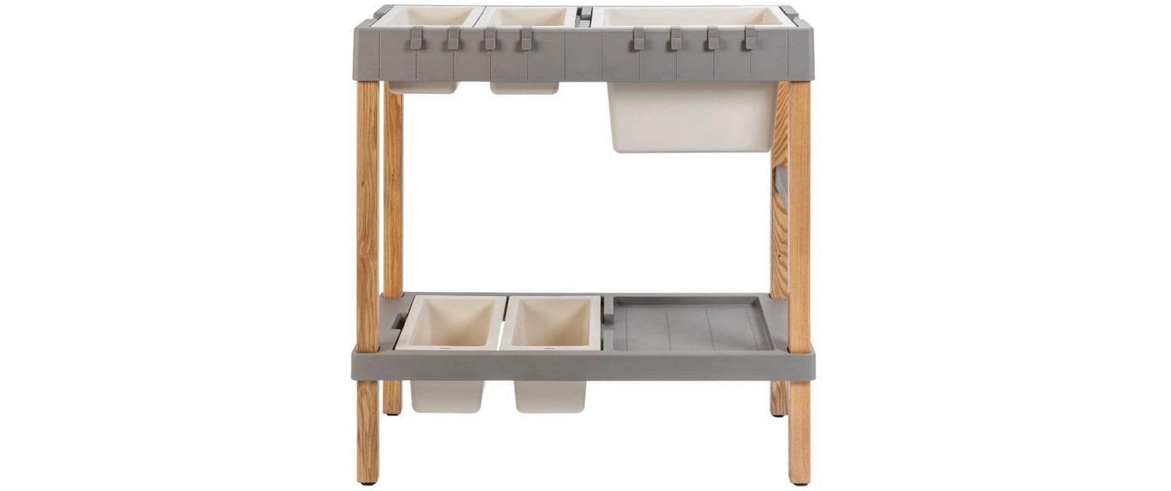 Plastia KräuterInsel Pflanzgefäss – automatische Bewässerung – Kunststoff, Taupe – 3750 ml