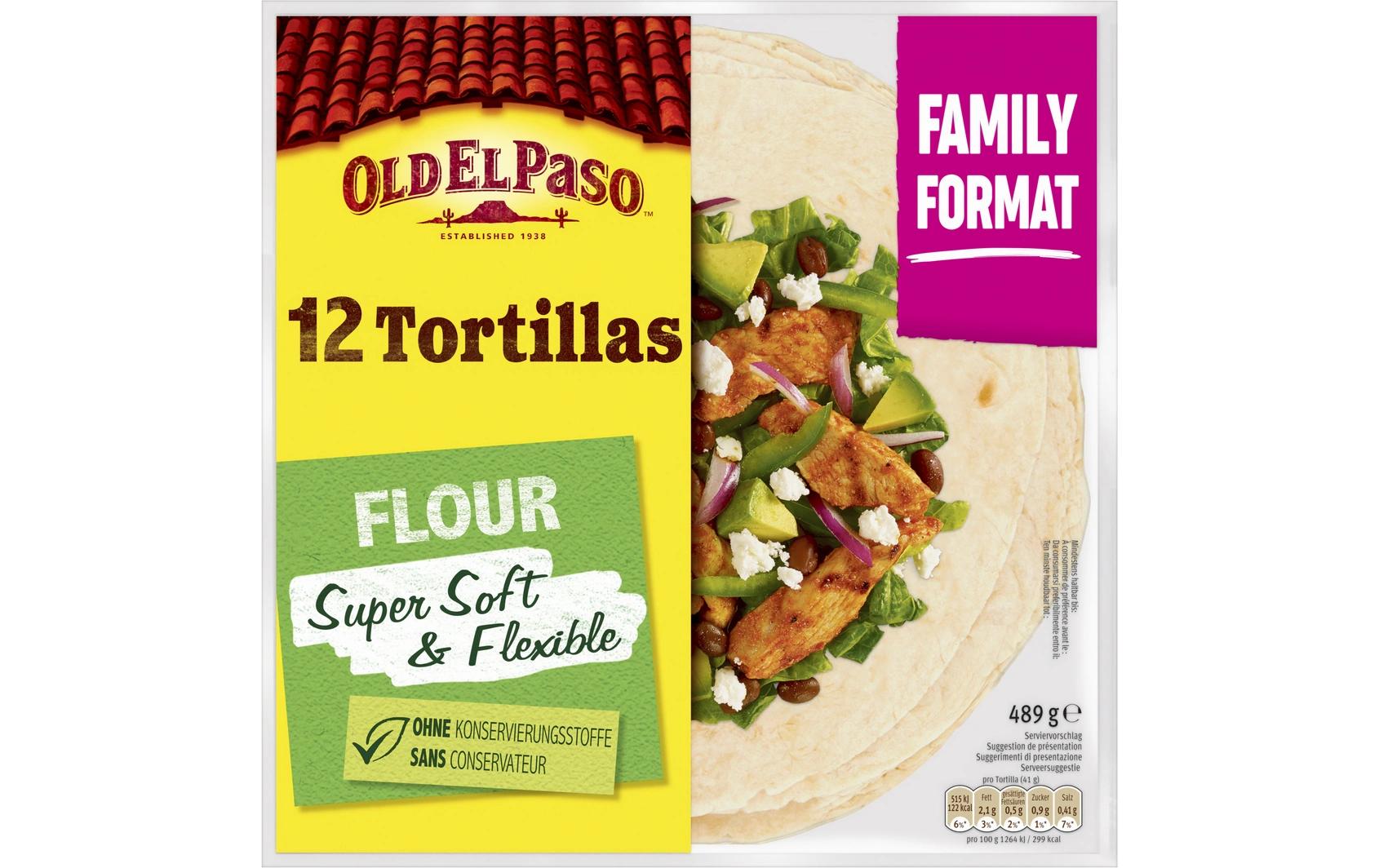 Old El Paso weiche Weizentortillas – vegan – 489 g