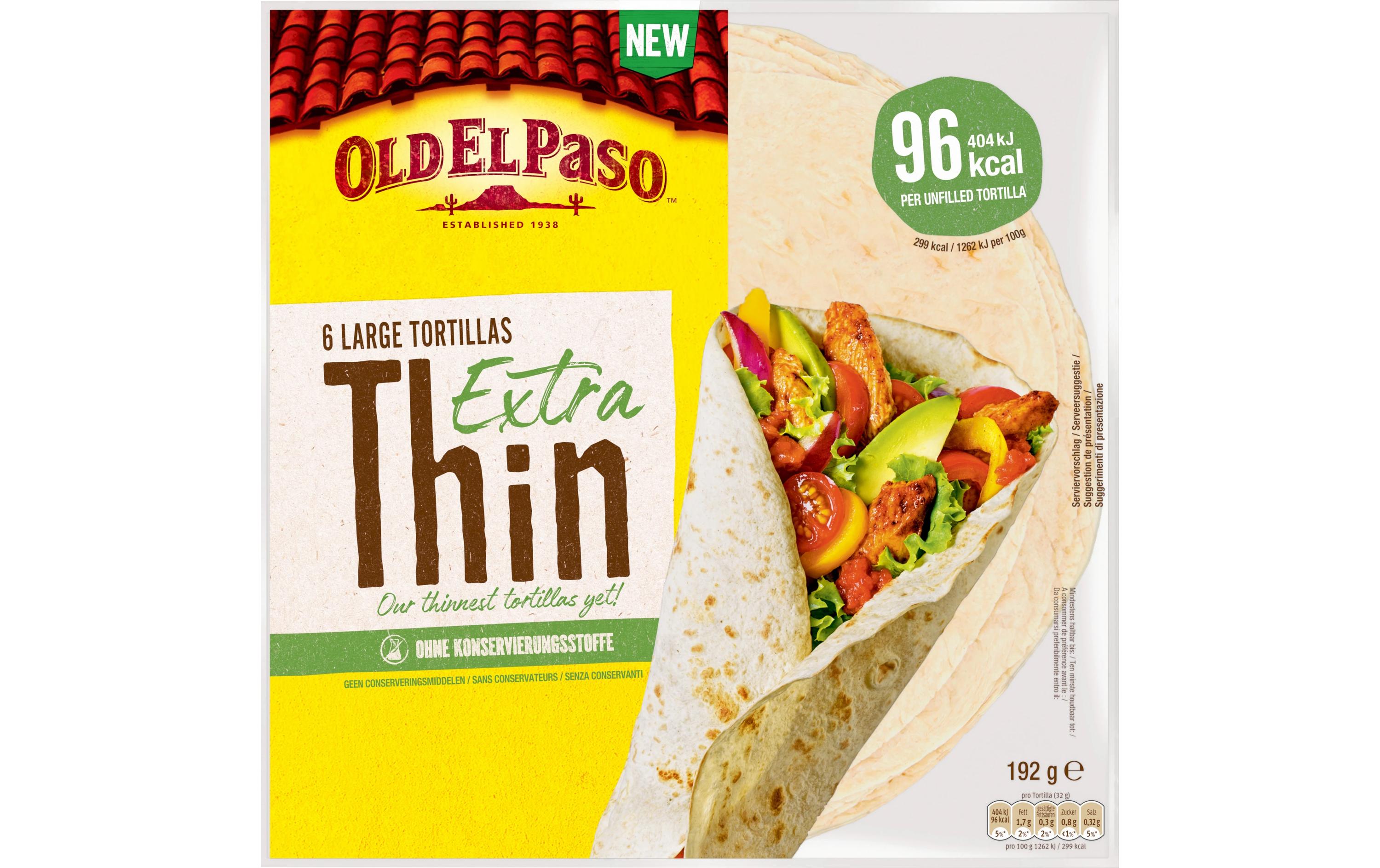 Old el paso Weizenmehl-Tortillas Thin – vegan – 192 g