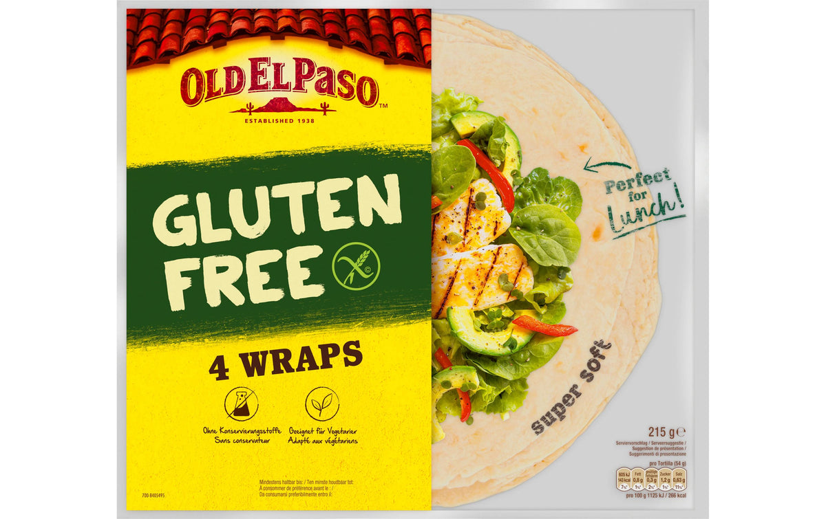 Old El Paso Tortillas – glutenfrei, vegan – 4 Stück, 215 g