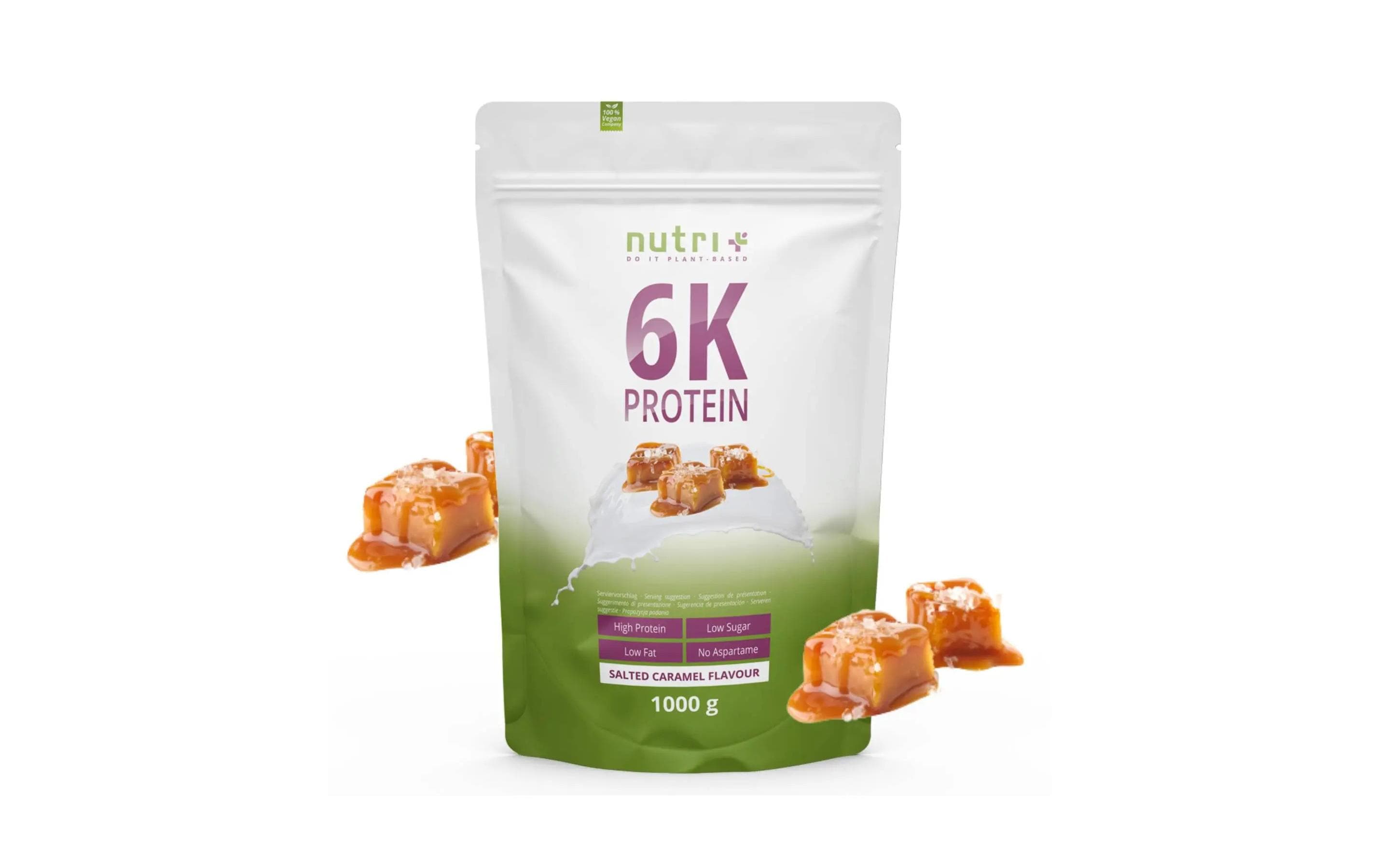 Nutri+ Eiweisspulver Salted Caramel – vegan, laktosefrei – 1 kg