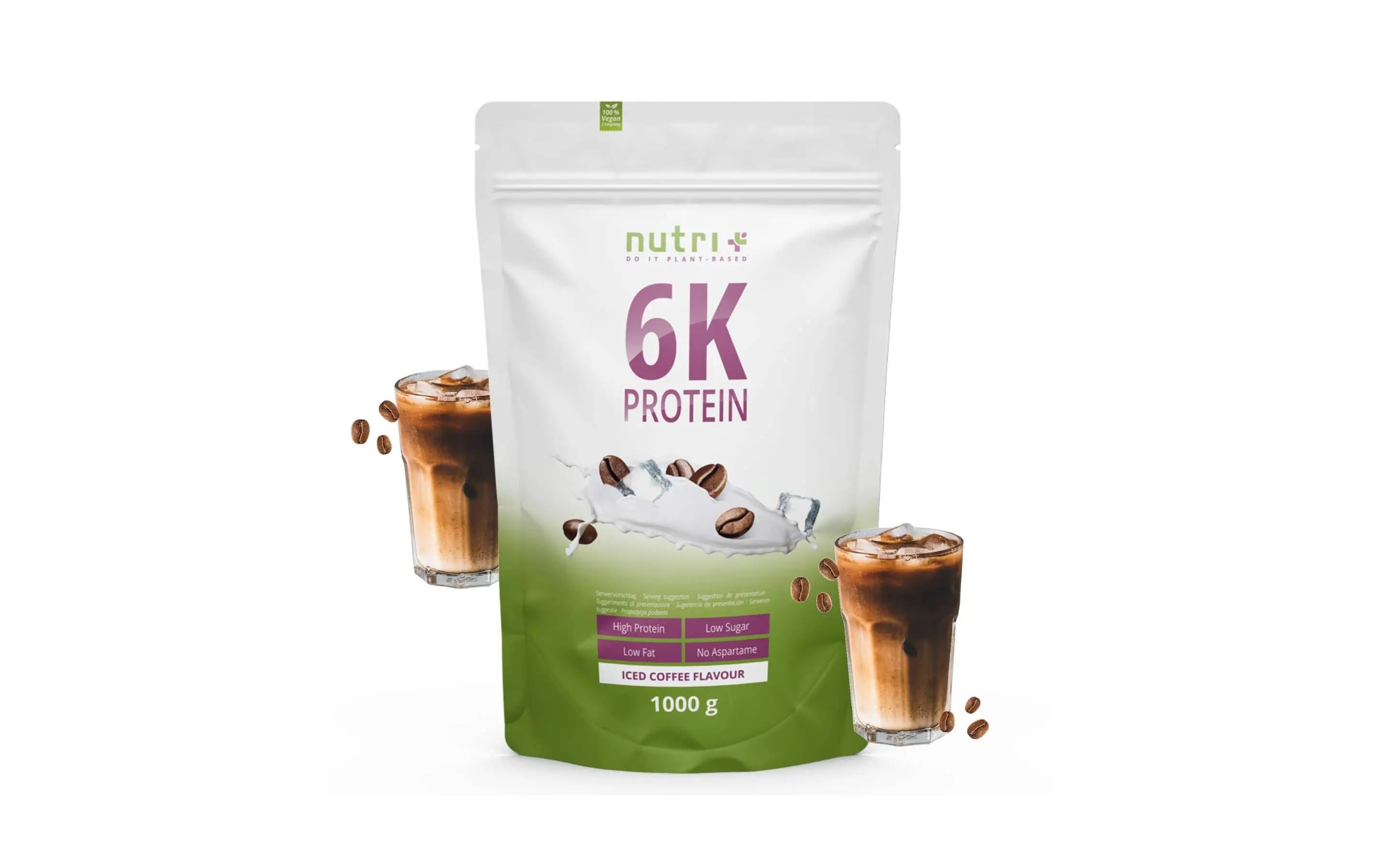Nutri+ Pflanzliches Eiweisspulver Kaffee – Vegan, Laktosefrei – 1 kg