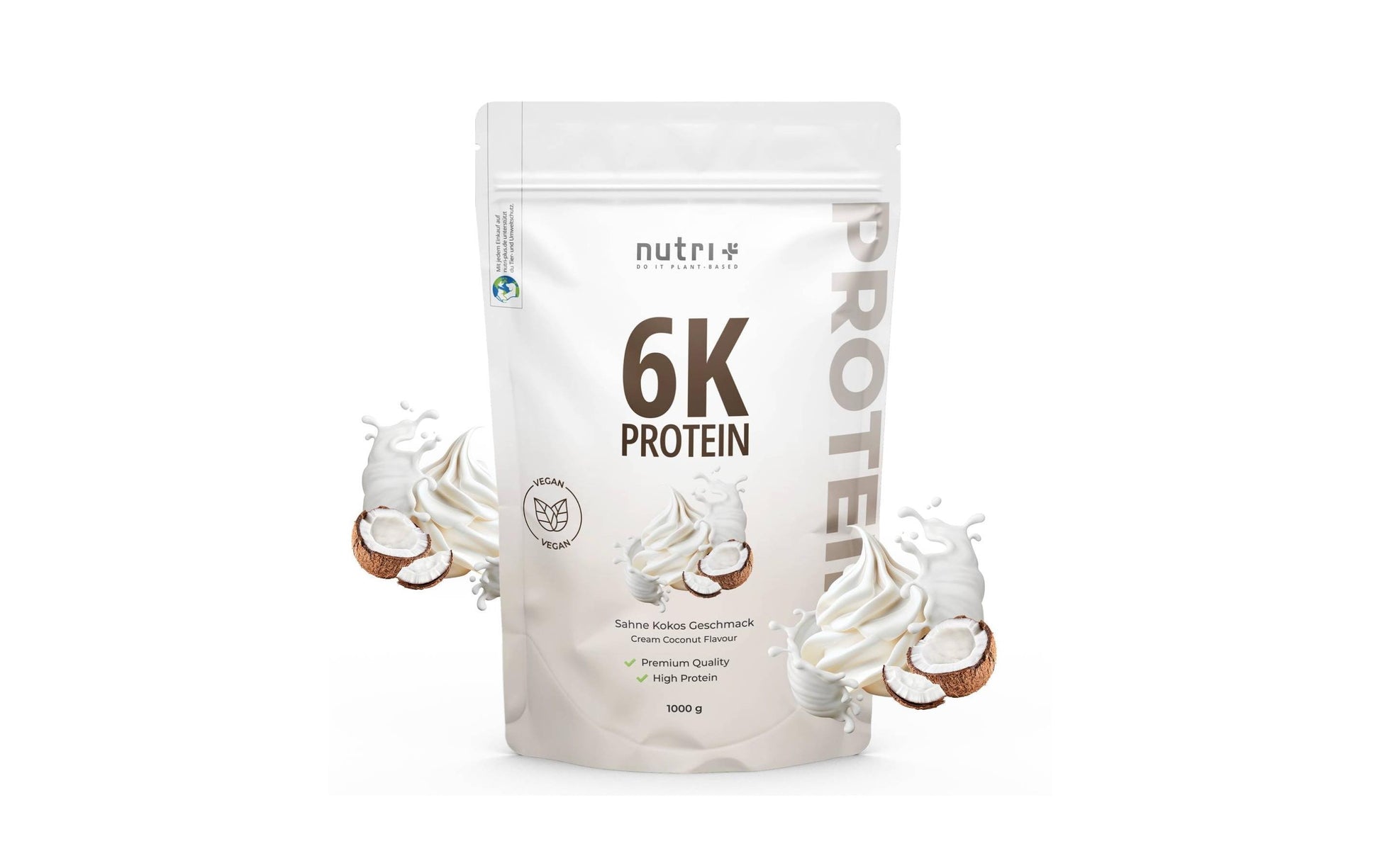 Nutri+ Pflanzliches Eiweisspulver Kokos – Vegan, Laktosefrei – 1 kg