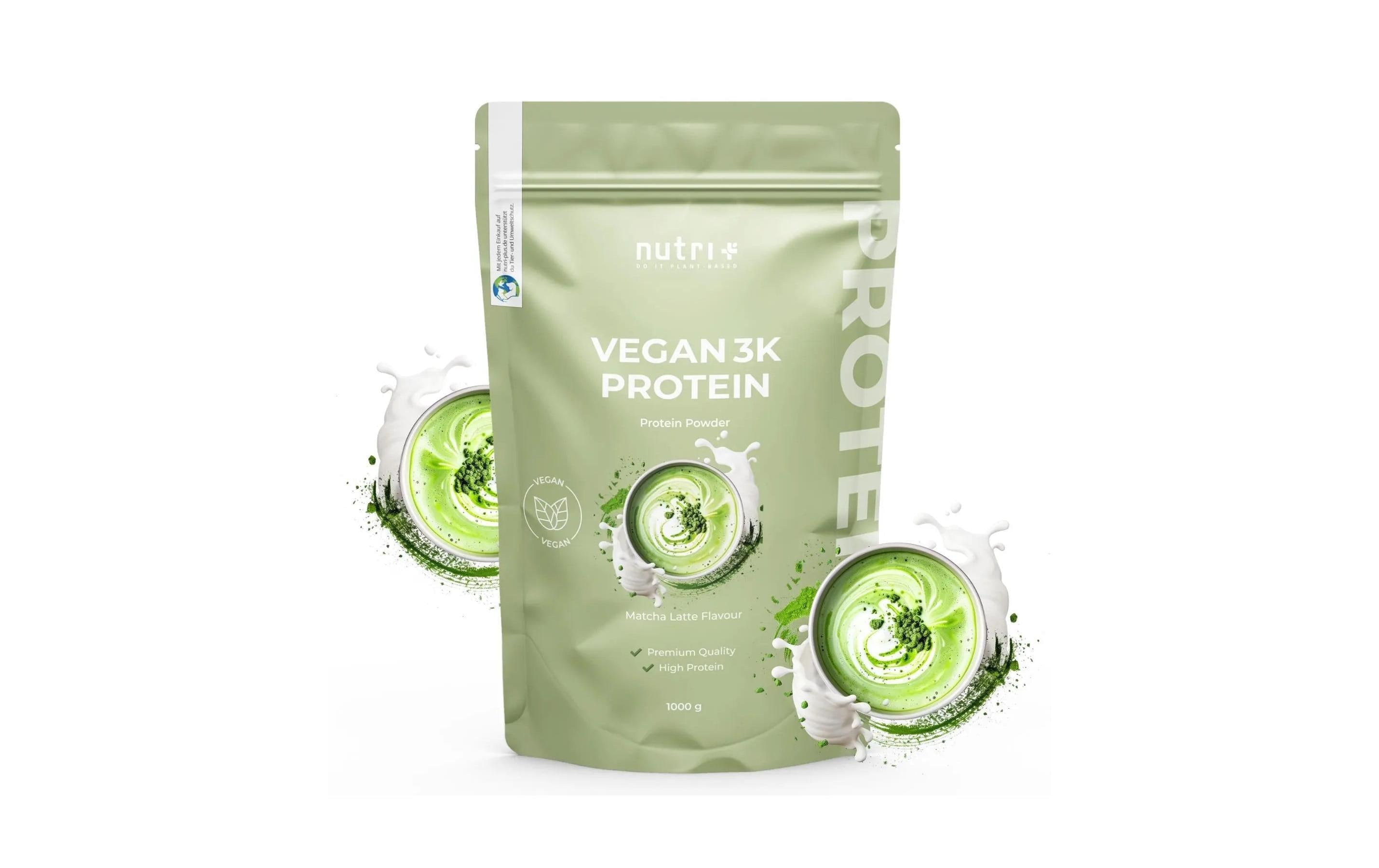 Nutri+ Eiweisspulver Matcha Latte – glutenfrei, vegan – 1 kg