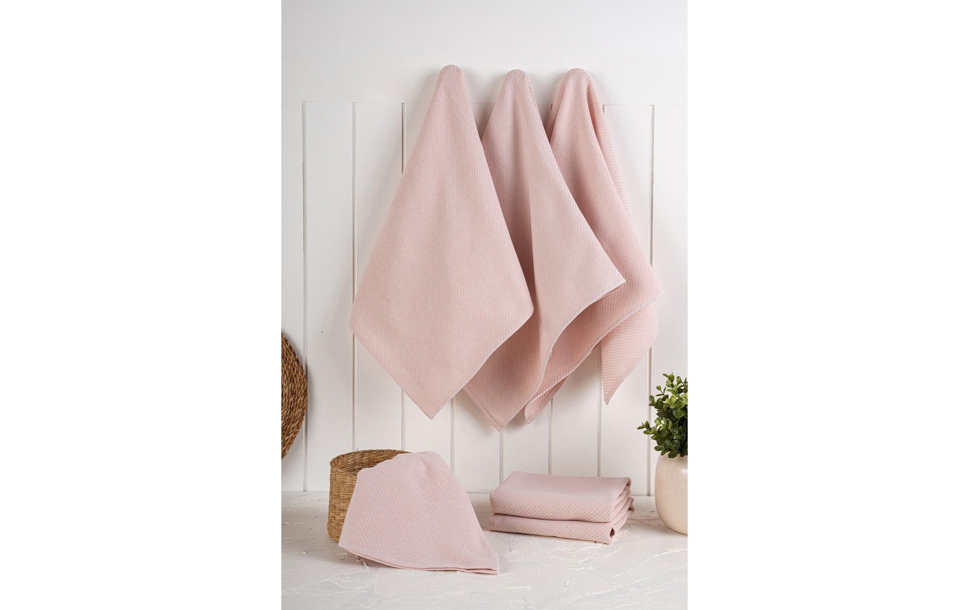 Hermia Eloise – Geschirrtücher 6er-Set, 43 × 76 cm, Baumwolle/Polyester, Hellrosa