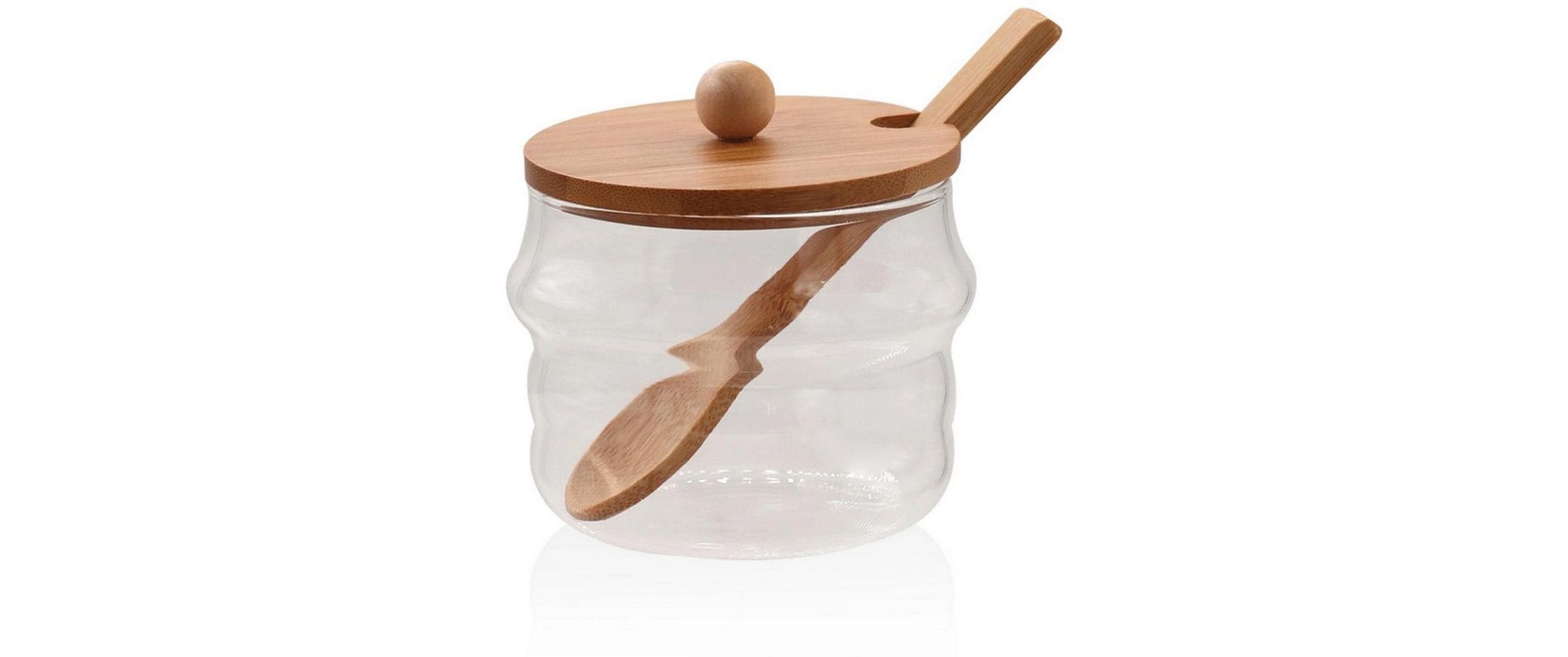 Hermia Vorratsdose 250 ml, Ø 9 × 10 cm, Glas/Bambus, Transparent
