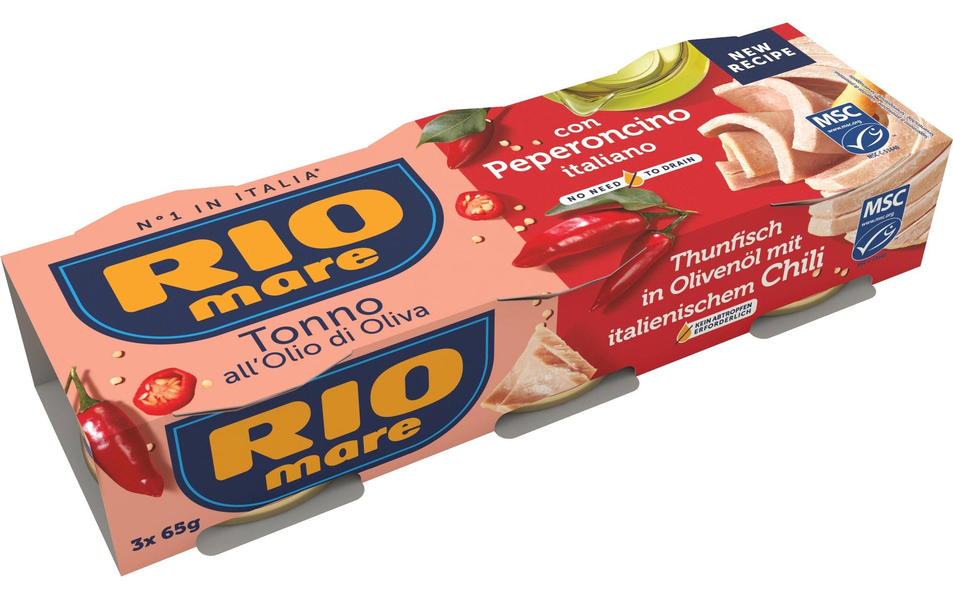 Rio Mare Fischkonserve Olivenöl & Peperoncino Dose – 3×65 g