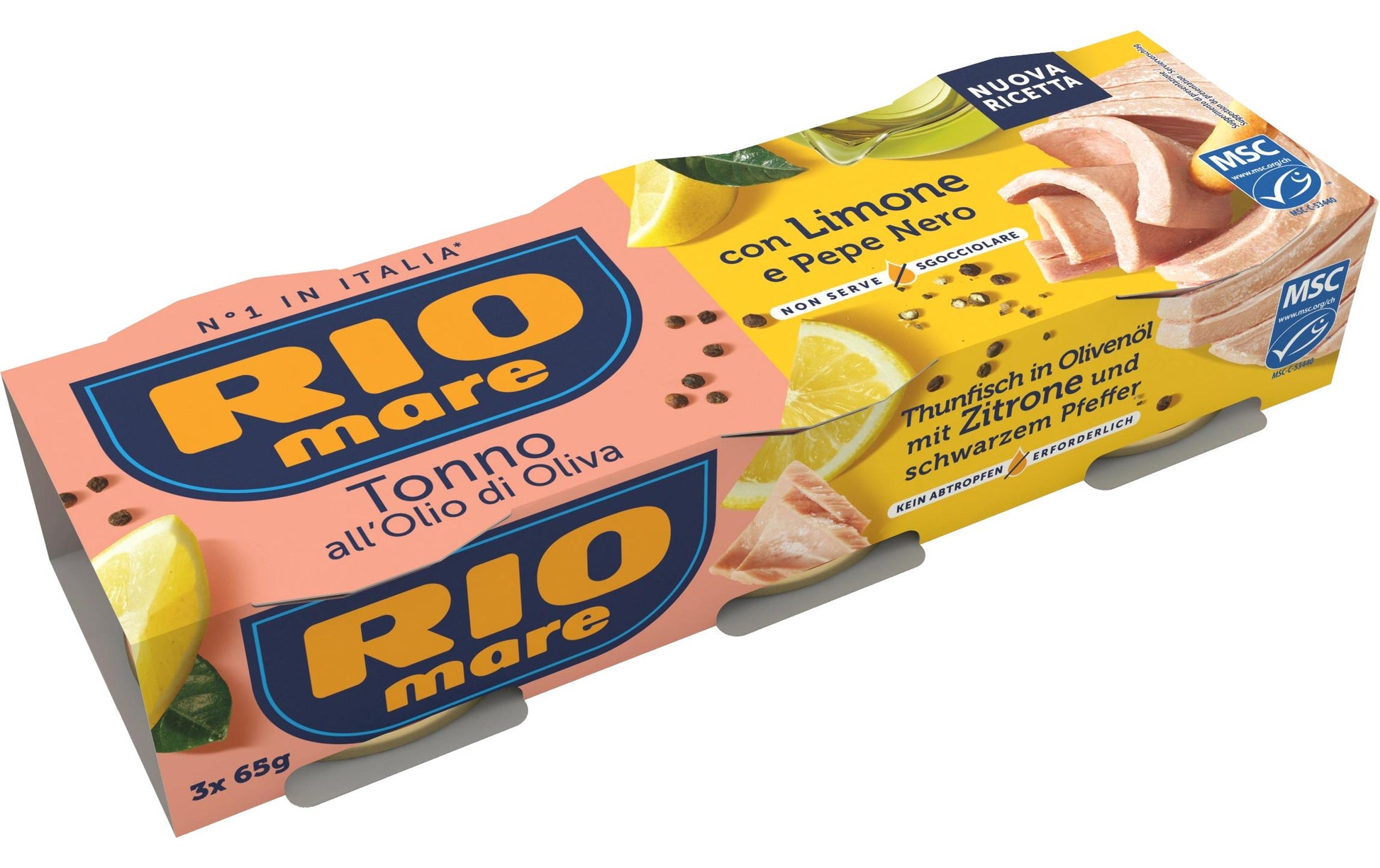 Rio mare Thunfisch, Olivenöl & Zitrone – 3×65 g