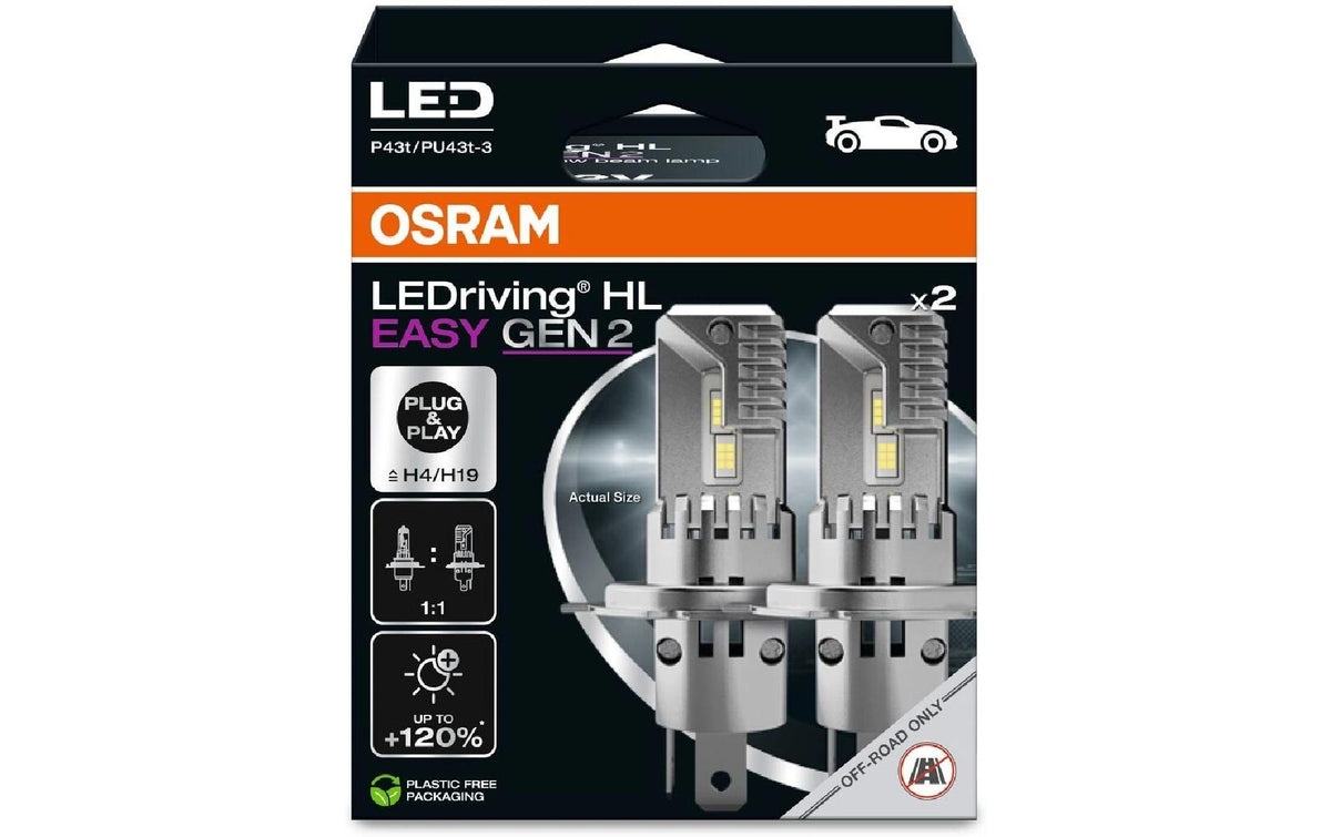Osram Leuchtmittel H4 – 1850 lm, 6500 K, 24 W – 2er-Pack