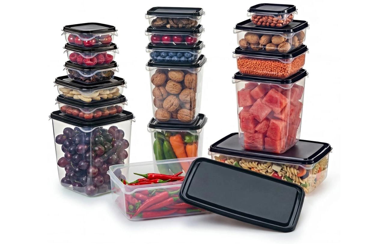 Gourmetmaxx Vorratsdose 2,1 l, 15 × 24 × 20,5 cm, Polypropylen (PP), transparent, 34 Stk.