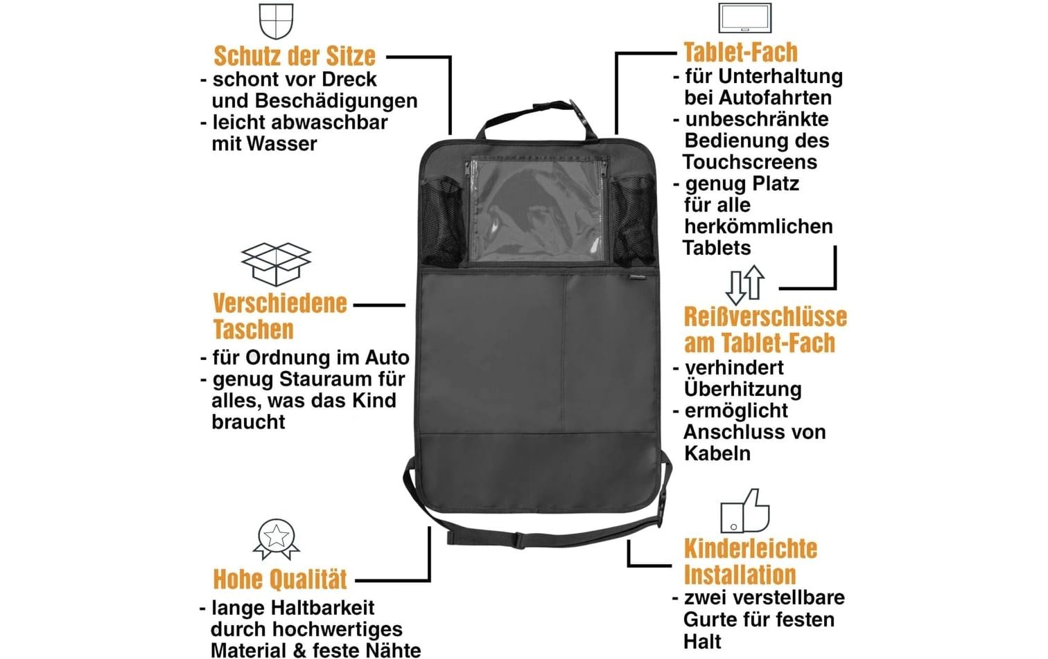 MyHappyRide – Rücklehnenschutz – 46 × 71 cm – Schwarz, Leder