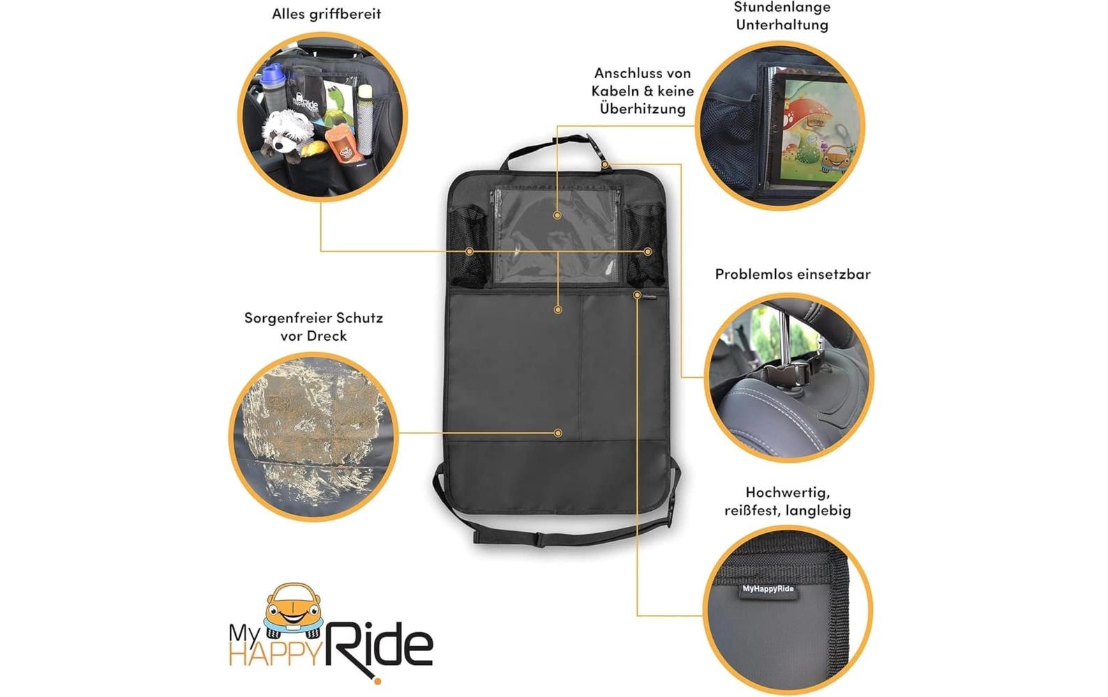 MyHappyRide – Rücklehnenschutz – 46 × 71 cm – Schwarz, Leder