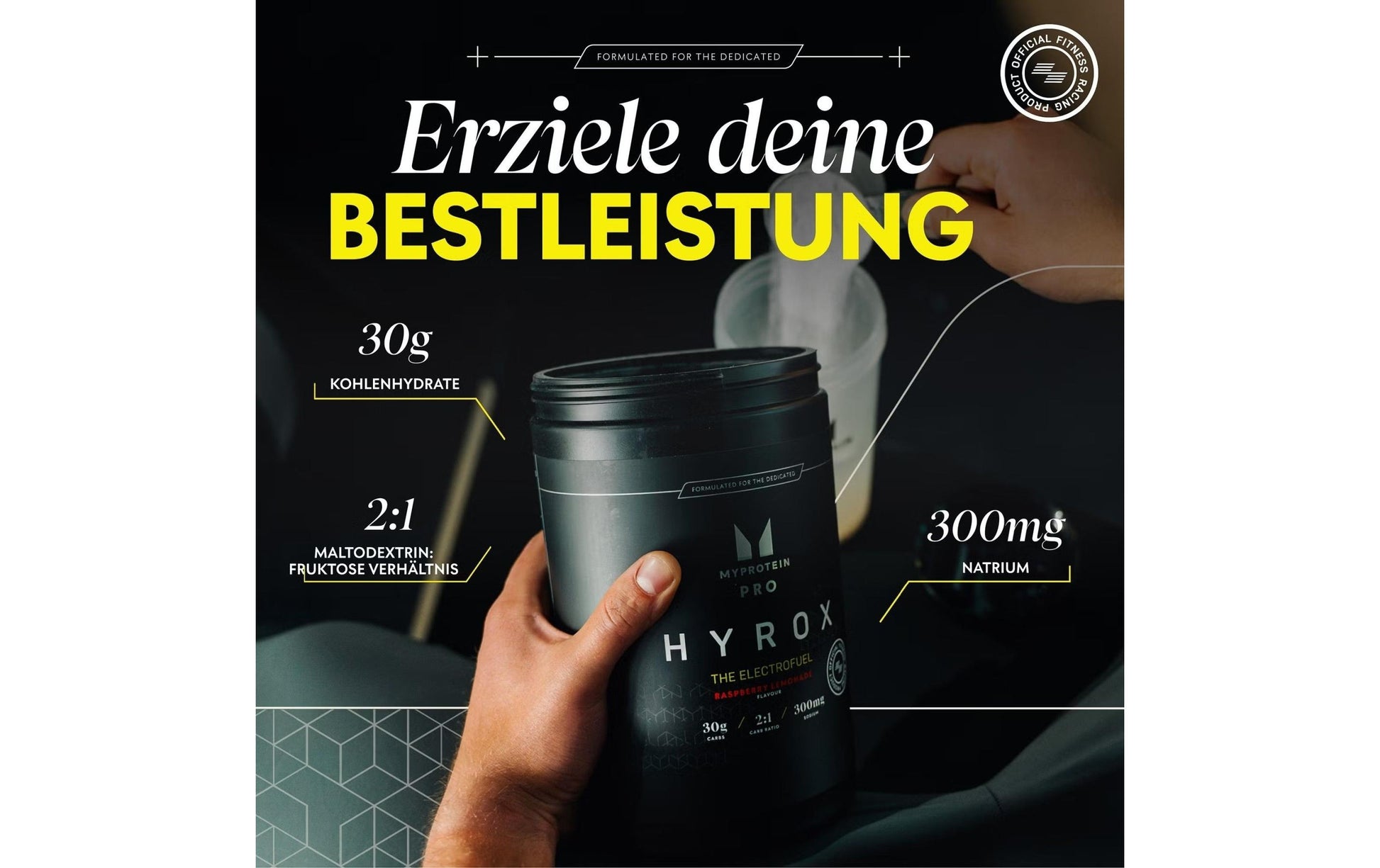 Myprotein Hyrox The Electrofuel Getränkepulver, Himbeere – 1,02 kg