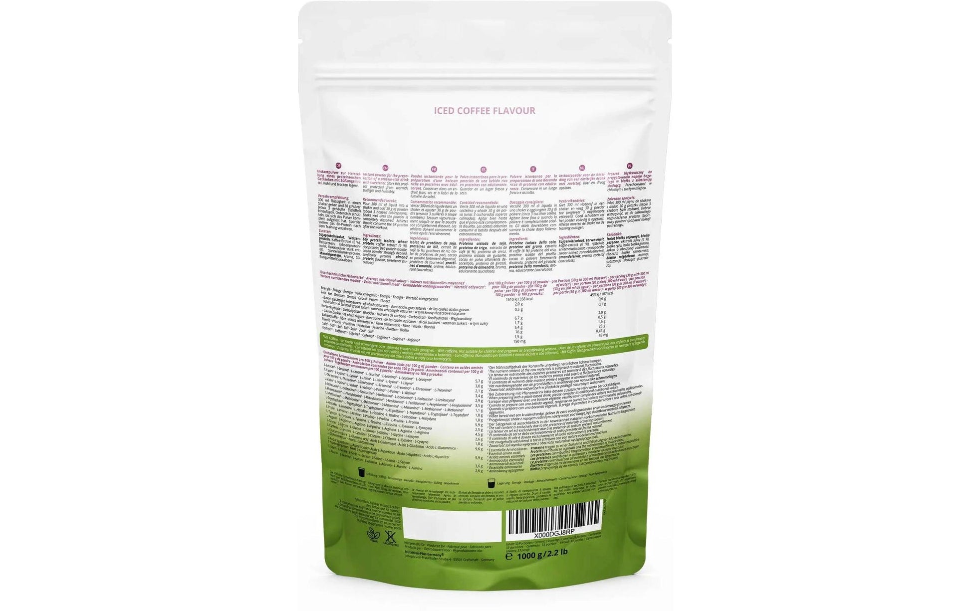 Nutri+ Pflanzliches Eiweisspulver Kaffee – Vegan, Laktosefrei – 1 kg