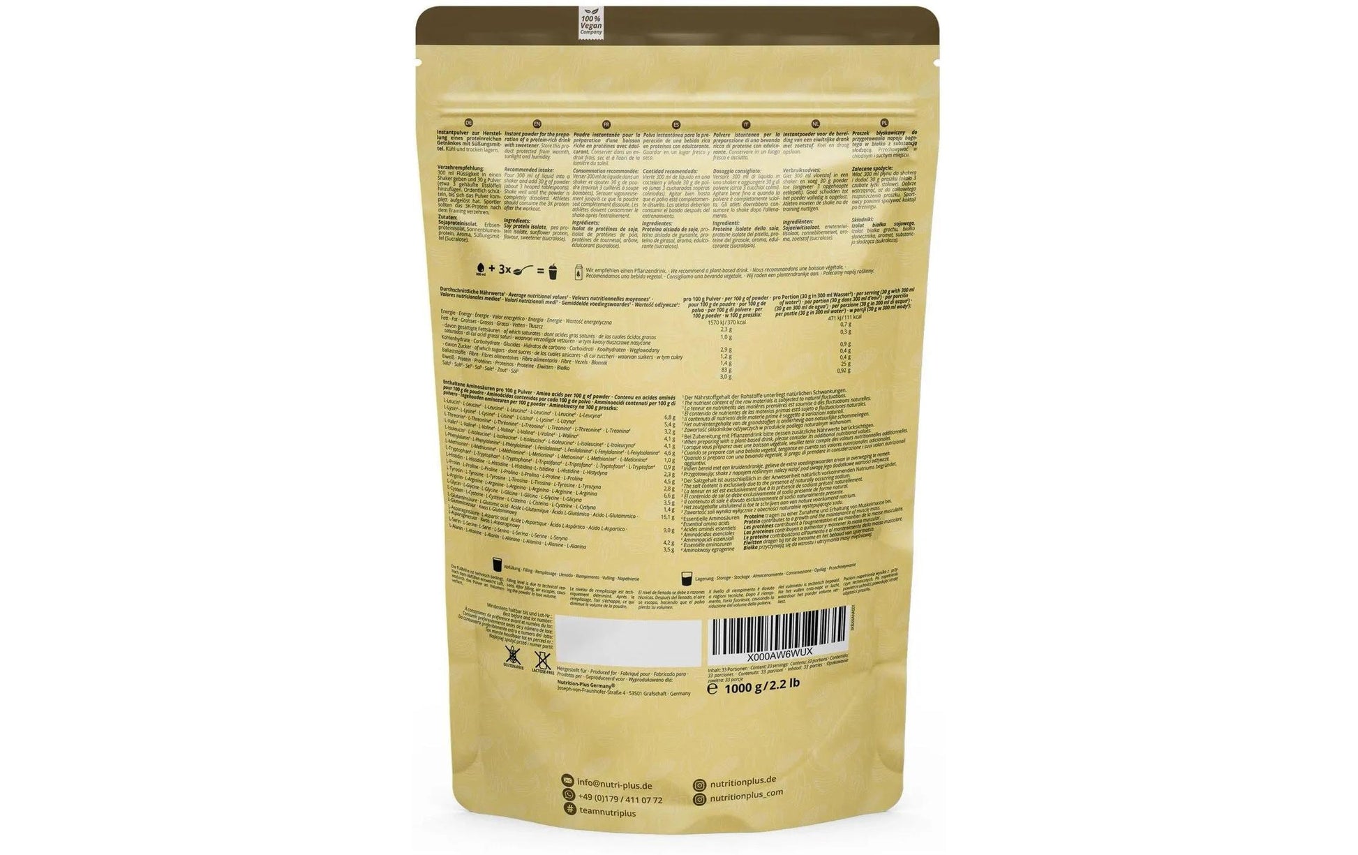 Nutri+ Eiweisspulver Banane – vegan – 1 kg