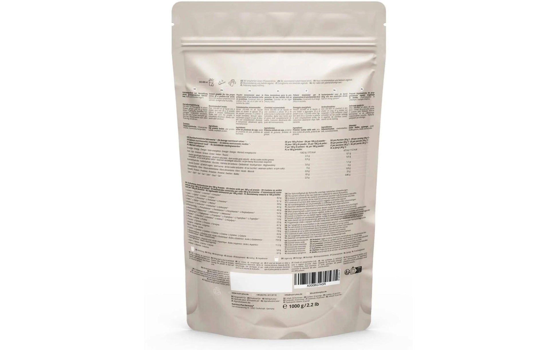 Nutri+ Eiweisspulver Neutral – Vegan – 1 kg